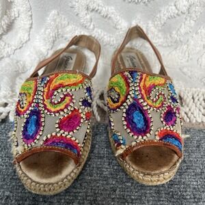 Gaimo Espadrilles Shoe EU 36 US 5.5 Embroidered‎ Embellished Slingback Handmade